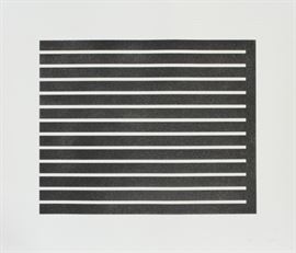 DONALD JUDD, (AMERICAN, 1928-1994), AQUATINT ON PAPER, C. 1980, 27/150, H 24 1/4", W 29 1/2"