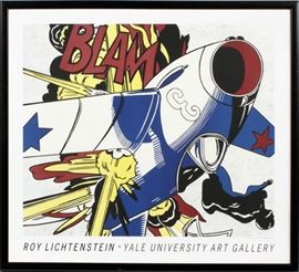 ROY LICHTENSTEIN REPRODUCTION POSTER, C. 1962, H 26'', W 29'', "BLAM"~