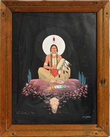 LOREN PAHSETOPAH (OSAGE/CHEROKEE, 1934-) LITHOGRAPH, H 23'', W 17 1/2'', SHAMAN