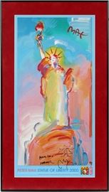 

PETER MAX SIGNED POSTER, H 35'', W 17 1/2'', STATUE OF LIBERTY~

