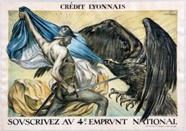 

JULES ABEL FAIVRE, (FRENCH, 1867-1945), H 30 1/2'', W 44 3/4'', "CREDIT LYONNAIS, EMPRUNT NATIONAL"
