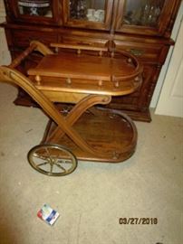 Serving cart.  One wheel broken...can be repaired.