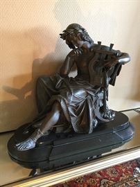 BRONZE STATUE ON MARBLE BASE - 16” tall, 21” long, 8” deep