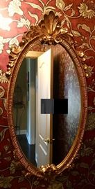 33. Carved Gold Gilt Victorian Oval Wall Mirror 