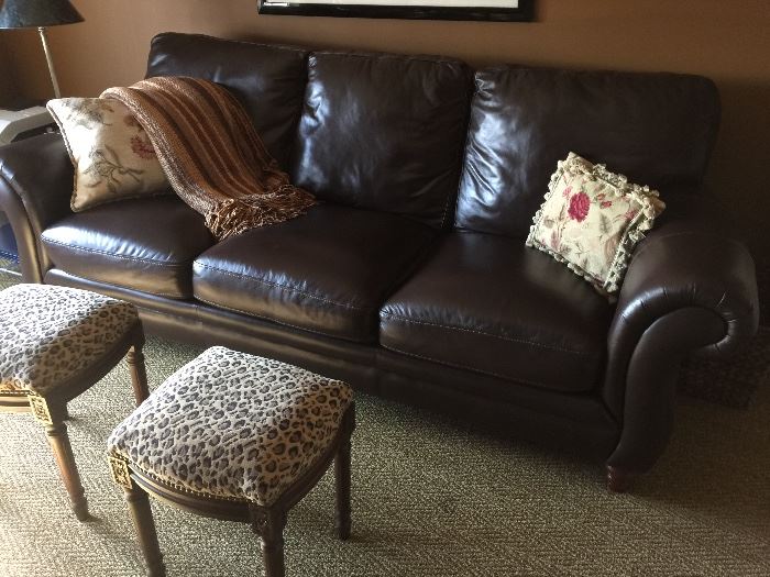 82. Chocolate Brown Leather Sofa (93" x 39" x 38")