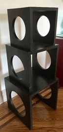15. 3 Modern Black Wood Stacking/nest Tables (18" x 18" x 18" - Stacked 47" Tall)