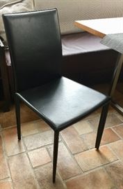 37. 6 Black Leather Dining Chairs (18" x 19" 36")