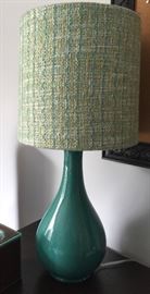 52. West Elm Blue Seaglass Table Lamp w/ Textured Shade (32")