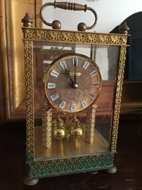 82. Vintage Lohartz Brass Clock (6" x 5" x 11")