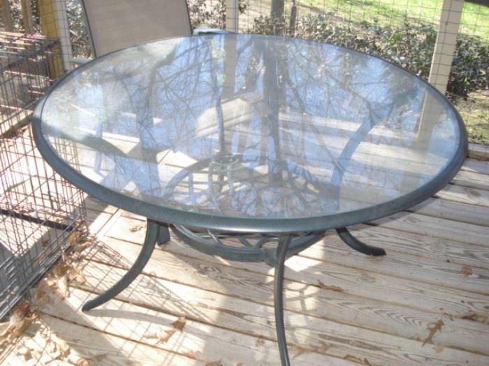 glass top garden table