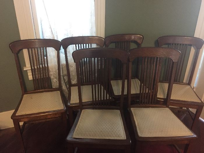set of six early Oak dining chairs