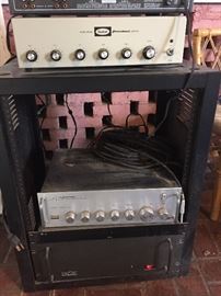 Lots of sound equipment including this Hafler 500 vintage Amp and deck