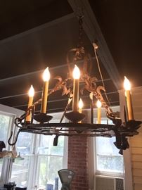 Very upscale wrought iron 8 light chandelier from a lodge