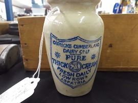 Antique stoneware miniature advertising crock
