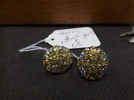 Sterling, citrine, and and CZ earrings