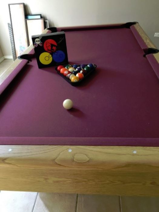 8' POOL TABLE.  INCLUDED POOL BALLS.