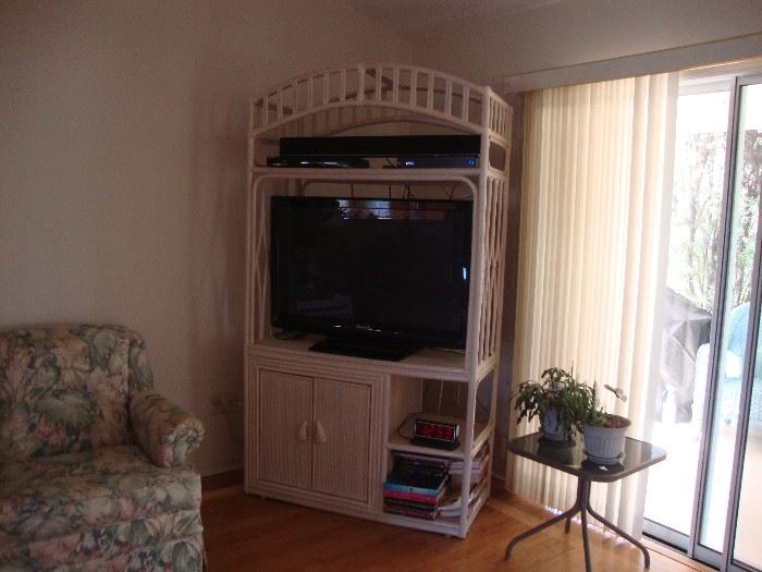 Cane & Wicker open Armoire (TV not for sale)