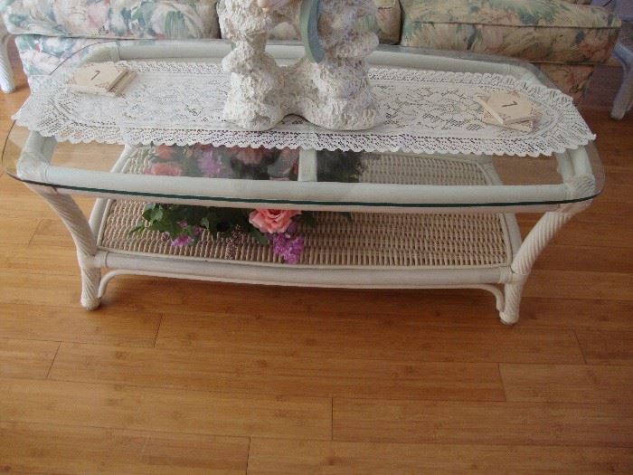 Cane & wicker coffee table