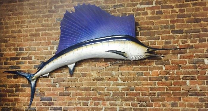 Real Approx. 8 Ft Mounted Marlin. Not Responsible for Accidents. Cash only sale.  ALL SALES ARE FINAL! Bring Help to Load Large Items.