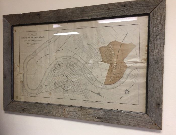 Antique map of Chattanooga, Tennessee. Cash only sale. Bring Help to Load Large Items.