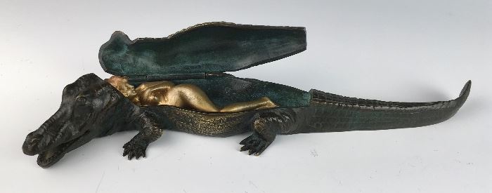 Vienna Bronze "Nude" in Aligator Signed Bergman