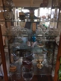 curio items, glassware, bowls, candles etc.