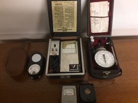 foot candle meters, amprobe recorder, tachometer