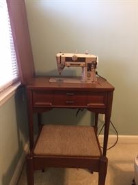 singer sewing mach - model 401-A and bench
