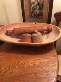 Bread bowl and rolling pin from the 1800's