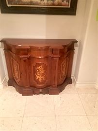 Italian inlaid parquetry console cabinet