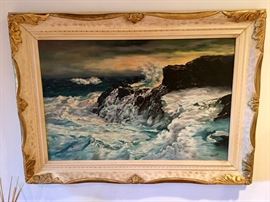 Early California original vintage seascape painting