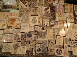 Rubber Stamps. Flowers. Leaves. Shadow. 