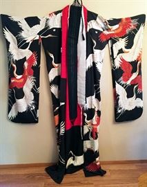 Kimono with Japanese Cranes