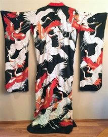 Kimono with Japanese Cranes