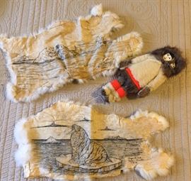 Original autographed artwork - rabbit skin
R.J. AVESSUK and Roger Walluk
NOME ALASKAN ESKIMO INUIT INUPIAQ ART SKIN