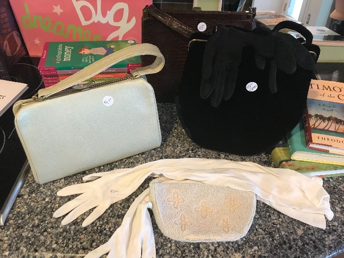 Vintage purses and opera gloves!