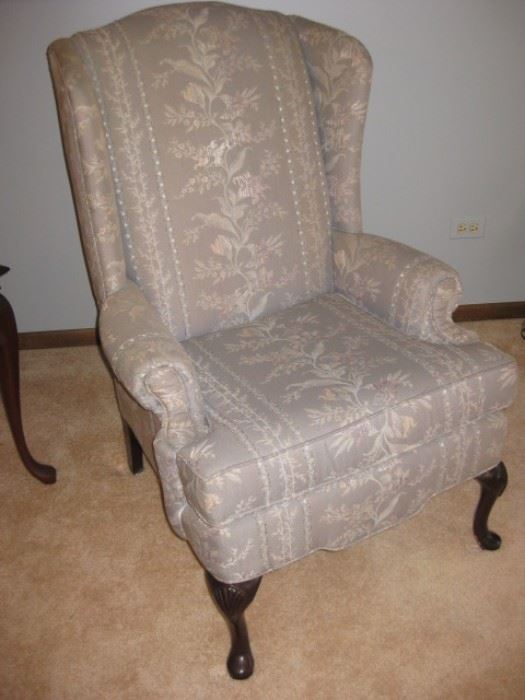 Gray wing-back accent chair