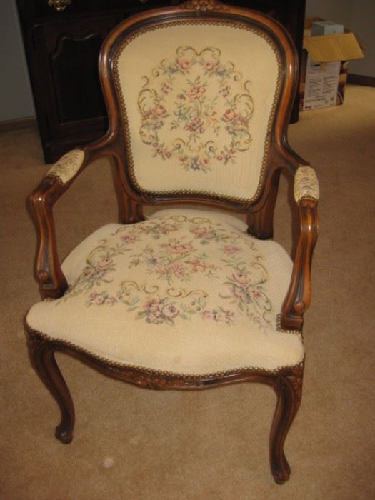 French needlepoint accent chair