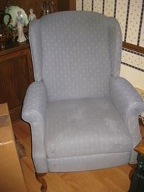 Blue wing-back chair