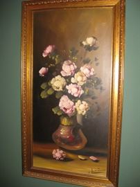 Signed floral oil painting