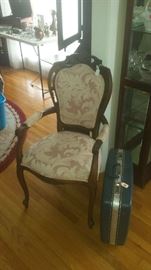Vintage Fabric & wood Chair 