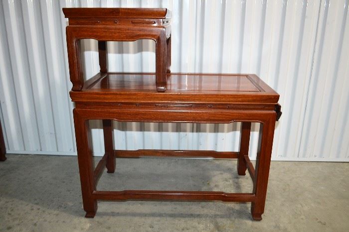Pair of George Zee stepped side tables - upper section is removable