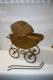 Vintage wicker doll carriage
