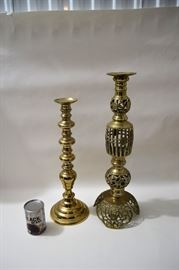 Pair of brass oversize candlesticks