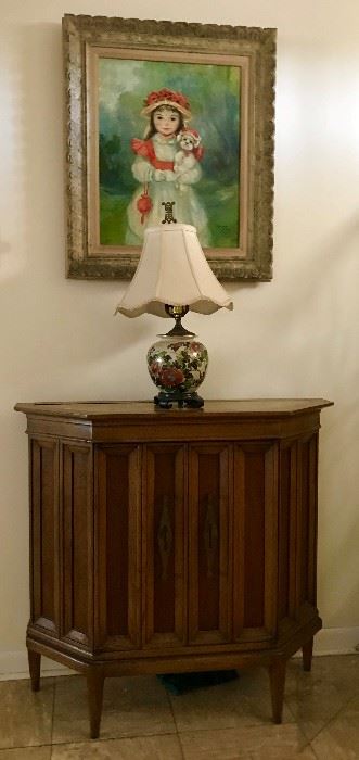 hall table, lamp and painting
