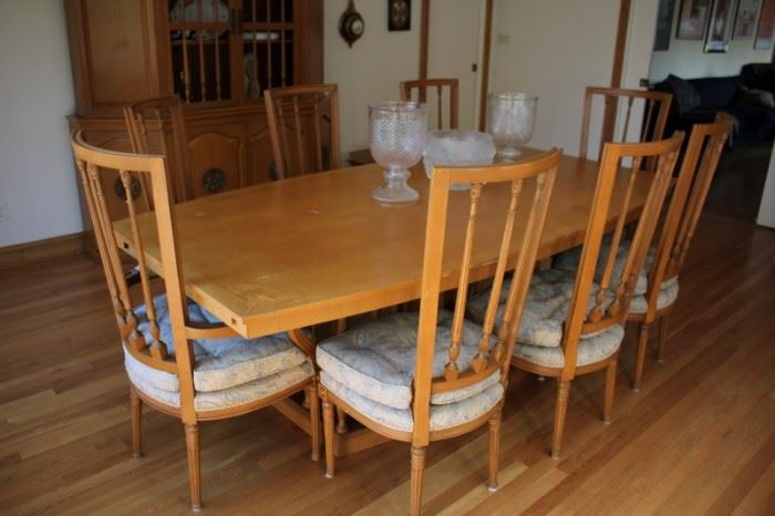 Dining Table, 8 Chairs and Breakfront