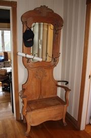 Hat Rack with Mirror and Seat