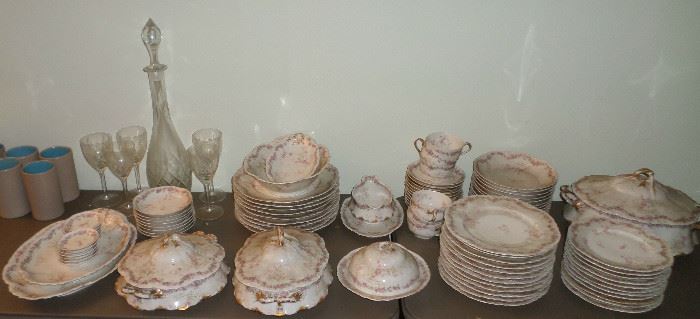 large set of antique Haviland Limoges china, 79 pieces in all