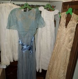 two of the vintage dresses & 2 antique baby gowns