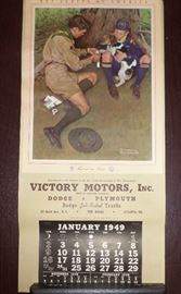Vintage Boy Scouts calendar, put out by Victory Motors, Atlanta, in original mailing tube, one of 3 